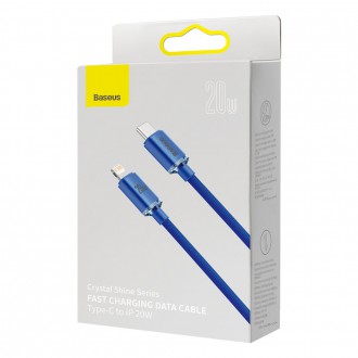 Baseus Crystal Shine Series kabel USB kabel pro rychlé nabíjení a přenos dat USB typu C - Lightning 20W 2m modrý (CAJY000303)