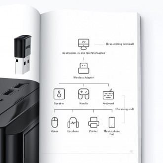 Baseus BA04 mini Bluetooth 5.0 USB adaptér přijímač vysílač pro počítač černý (ZJBA000001)