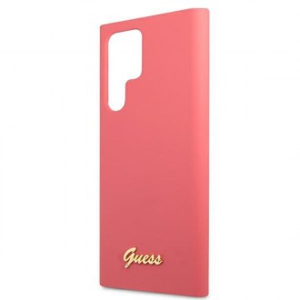 Guess GUHCS22LLSLMGFU S22 Ultra S908 fuksja/fuchsia hardcase Silicone Script Metal Logo