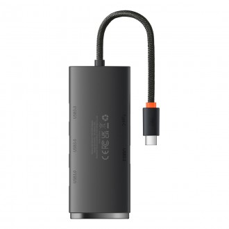 Baseus Lite Series HUB adaptér USB typu C – 4x USB 3.0 25 cm černý (WKQX030301)