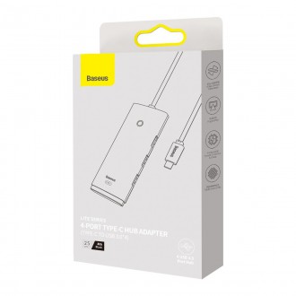 Baseus Lite Series HUB adaptér USB typu C – 4x USB 3.0 25 cm černý (WKQX030301)