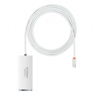 Baseus Lite Series HUB adaptér USB typu C - 4x USB 3.0 2m bílý (WKQX030502)