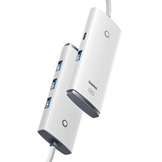 Baseus Lite Series HUB adaptér USB typu C - 4x USB 3.0 2m bílý (WKQX030502)