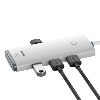 Baseus Lite Series HUB adaptér USB typu C - 4x USB 3.0 2m bílý (WKQX030502)