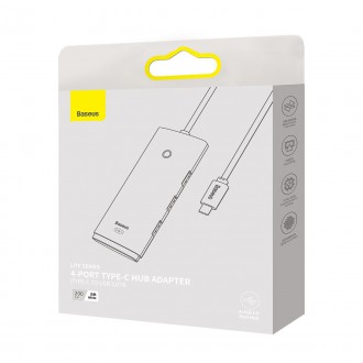 Baseus Lite Series HUB adaptér USB typu C - 4x USB 3.0 2m bílý (WKQX030502)