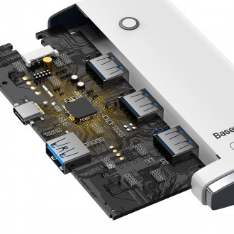 Baseus Lite Series HUB adaptér USB typu C - 4x USB 3.0 2m bílý (WKQX030502)