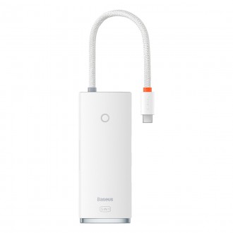 Baseus Lite Series HUB adaptér USB Typ C - HDMI / 4x USB 3.0 20 cm bílý (WKQX040002)