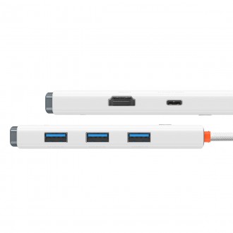 Baseus Lite Series HUB adaptér USB Typ C - HDMI / 4x USB 3.0 20 cm bílý (WKQX040002)