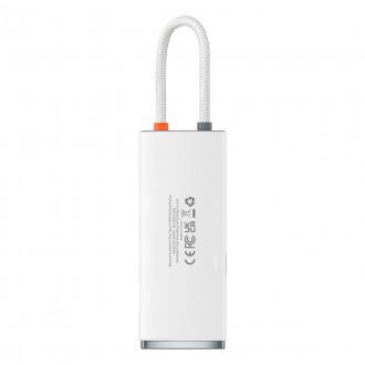 Baseus Lite Series HUB adaptér USB Typ C - HDMI / 4x USB 3.0 20 cm bílý (WKQX040002)