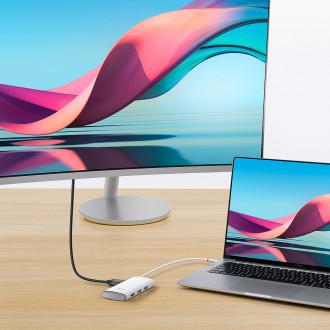 Baseus Lite Series HUB adaptér USB Typ C - HDMI / 4x USB 3.0 20 cm bílý (WKQX040002)