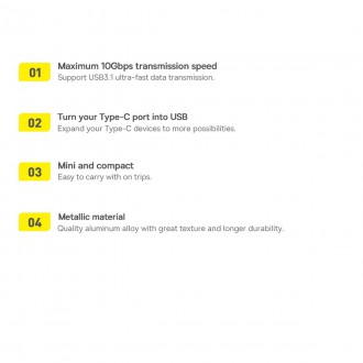 Baseus Ingenuity Series USB Type C na USB-A 3.2 gen 1 adaptér modrý (ZJJQ000003)