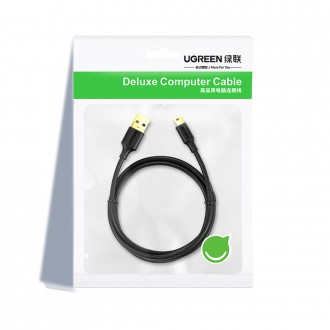 Ugreen 5 pin gold-plated USB cable - mini USB 0.25m black (US132)