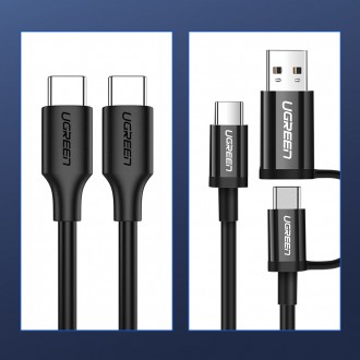 Ugreen USB Type C charging and data cable 3A 0.5m black (US286)