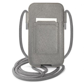 Guess kabelka GUPHLPSASBGR 6,7&quot; šedá/šedá Saffiano Strap