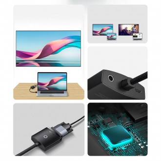 Baseus Lite Series plug adapter HDMI to VGA + mini jack 3.5mm / micro USB power supply white (WKQX010102)