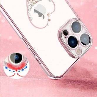 Kingxbar Wish Series case decorated with original Swarovski Crystals iPhone 13 Pro Max pink