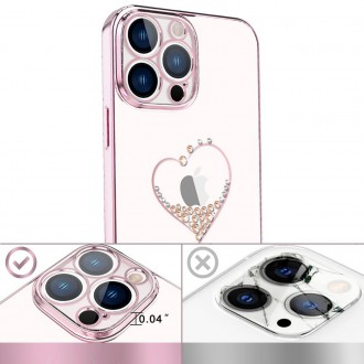 Kingxbar Wish Series case decorated with original Swarovski Crystals iPhone 13 Pro Max pink