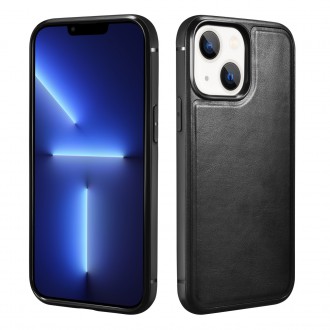iCarer Leather Oil Wax case covered with natural leather for iPhone 13 mini black (ALI1211-BK)