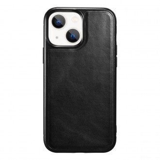 iCarer Leather Oil Wax case covered with natural leather for iPhone 13 mini black (ALI1211-BK)