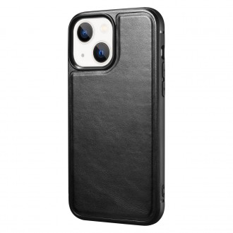 iCarer Leather Oil Wax case covered with natural leather for iPhone 13 mini black (ALI1211-BK)