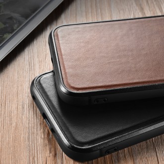 iCarer Leather Oil Wax case covered with natural leather for iPhone 13 mini brown (ALI1211-BN)