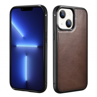iCarer Leather Oil Wax case covered with natural leather for iPhone 13 brown (ALI1212-BN)