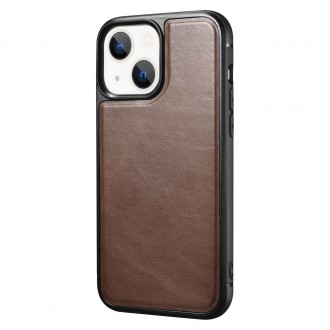 iCarer Leather Oil Wax case covered with natural leather for iPhone 13 brown (ALI1212-BN)