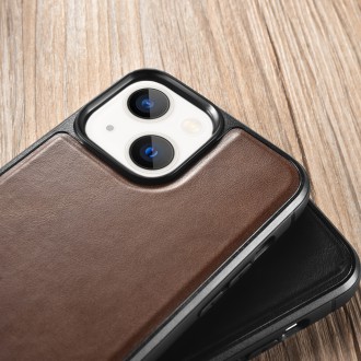 iCarer Leather Oil Wax case covered with natural leather for iPhone 13 brown (ALI1212-BN)