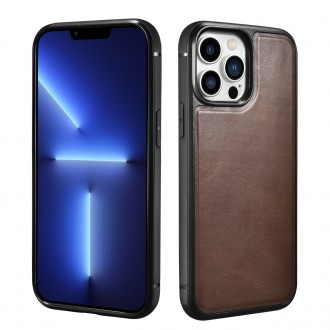 iCarer Leather Oil Wax case covered with natural leather for iPhone 13 Pro brown (ALI1213-BN)