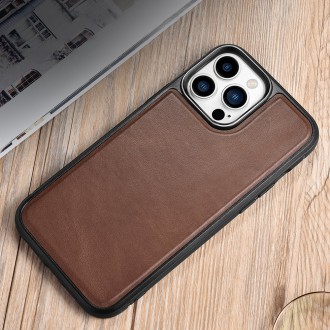 iCarer Leather Oil Wax case covered with natural leather for iPhone 13 Pro brown (ALI1213-BN)