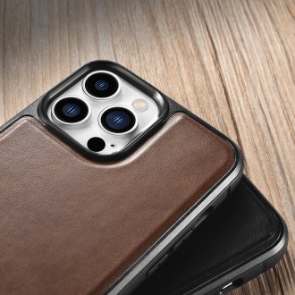 iCarer Leather Oil Wax case covered with natural leather for iPhone 13 Pro brown (ALI1213-BN)