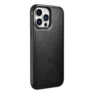 iCarer Leather Oil Wax Genuine Leather Case for iPhone 13 Pro Max black (ALI1214-BK)
