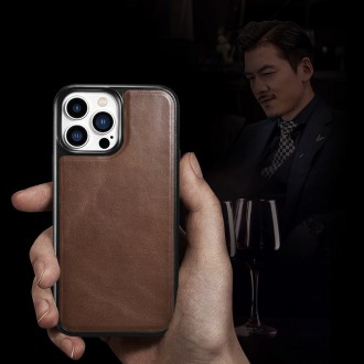 iCarer Leather Oil Wax Genuine Leather Case for iPhone 13 Pro Max black (ALI1214-BK)
