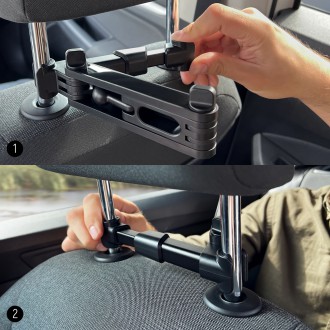 [RETURNED ITEM] Wozinsky adjustable headrest holder for tablet or phone black (WTHBK3)