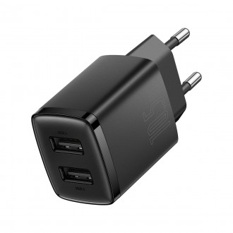 Baseus Compact nabíječka 2x USB 10,5W černá (CCXJ010201)
