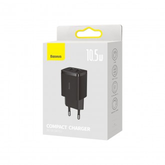 Baseus Compact nabíječka 2x USB 10,5W černá (CCXJ010201)
