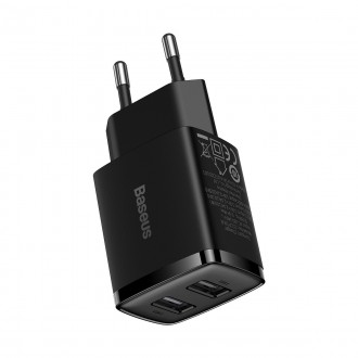 Baseus Compact nabíječka 2x USB 10,5W černá (CCXJ010201)