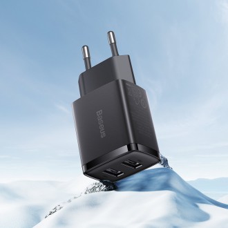Baseus Compact nabíječka 2x USB 10,5W černá (CCXJ010201)