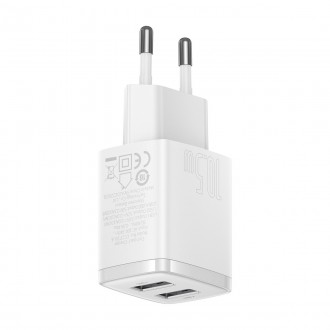 Baseus Compact nabíječka 2x USB 10,5W bílá (CCXJ010202)