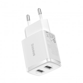 Baseus Compact nabíječka 2x USB 10,5W bílá (CCXJ010202)