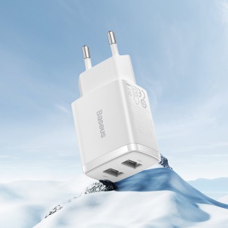 Baseus Compact nabíječka 2x USB 10,5W bílá (CCXJ010202)