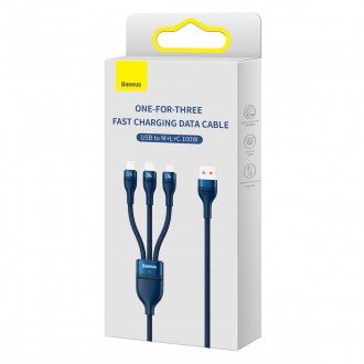 [RETURNED ITEM] Kabel Baseus Flash Series II USB - USB typu C / Lightning / micro USB 100 W 1,2 m modrý (CASS030003)