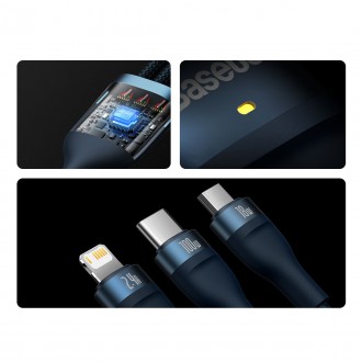 [RETURNED ITEM] Kabel Baseus Flash Series II USB - USB typu C / Lightning / micro USB 100 W 1,2 m modrý (CASS030003)