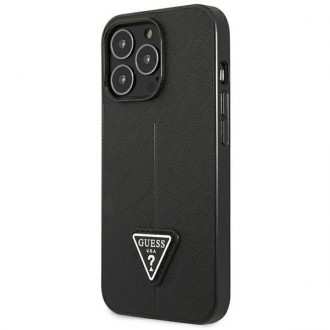 Guess GUHCP13LPSATLK iPhone 13 Pro / 13 6,1&quot; černo/černé pevné pouzdro SaffianoTriangle Logo
