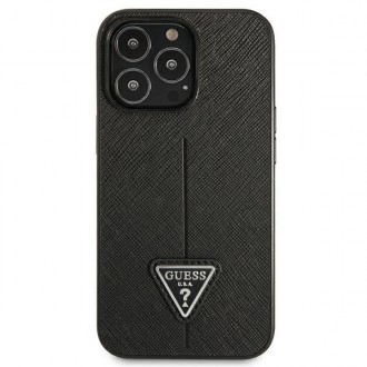 Guess GUHCP13LPSATLK iPhone 13 Pro / 13 6,1&quot; černo/černé pevné pouzdro SaffianoTriangle Logo