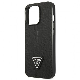 Guess GUHCP13LPSATLK iPhone 13 Pro / 13 6,1&quot; černo/černé pevné pouzdro SaffianoTriangle Logo