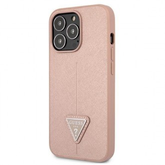 Guess GUHCP13LPSATLP iPhone 13 Pro / 13 6,1&quot; růžový/růžový pevný obal SaffianoTriangle Logo