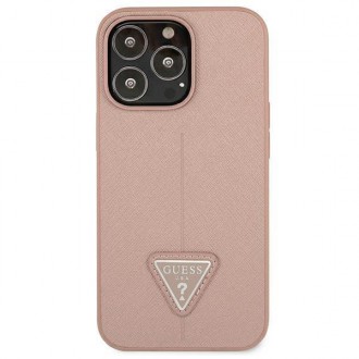 Guess GUHCP13LPSATLP iPhone 13 Pro / 13 6,1&quot; růžový/růžový pevný obal SaffianoTriangle Logo