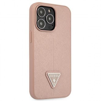 Guess GUHCP13LPSATLP iPhone 13 Pro / 13 6,1&quot; růžový/růžový pevný obal SaffianoTriangle Logo