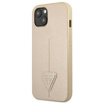 Guess GUHCP13MPSATLE iPhone 13 6,1&quot; béžové/béžové pevné pouzdro SaffianoTriangle Logo